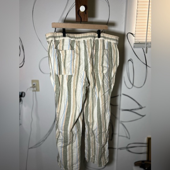 Naturals Reflections Linen + Cotton Blues and Tans Striped Pants XXL - Picture 7 of 7